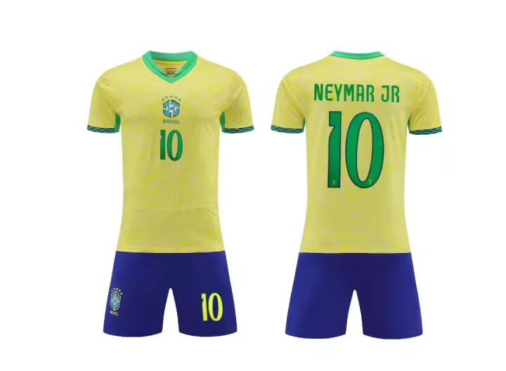 Camiseta de fútbol Brasil local 24-25 No.10 para niños y adultos, tallas 14-3XL para adultos - 1