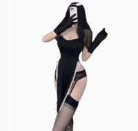 Monja disfraz cosplay calado uniforme seducción pasión sirvienta fente ropa - details 0