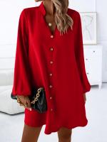 Vestido suelto de desayuno único con cuello en V de manga larga de primavera y verano 2025 para mujer - details 7