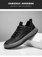 Zapatos deportivos de cuero para hombre, tendencia versátil, puntera ancha, suela gruesa antideslizante. - details 14