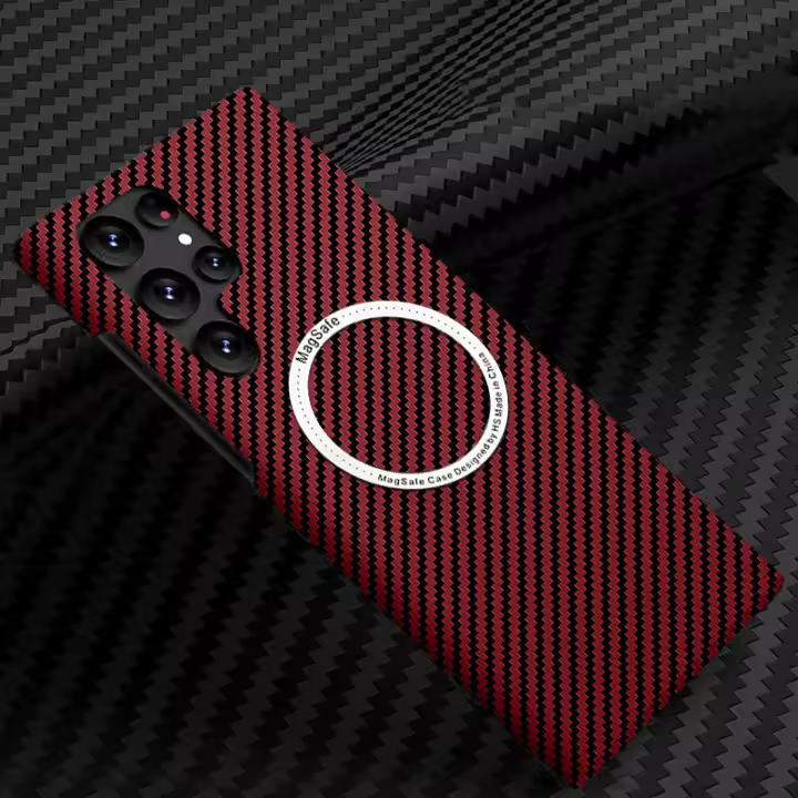 Funda Magnética de Fibra de Carbono para Teléfono Móvil Galaxy S24 S23 S22 Ultra Plus Resistente a la Caída Protección Set - 1