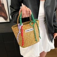 Bolso de cesta de paja de gran capacidad, bolso de mano tejido hecho a mano con cuerda de nailon, bolso de compras de moda, bolso tejido de hierba para playa - details 5