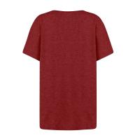 Camisetas Casuales de Verano para Mujer Top Básico Sólido con Botón Cuello en V Estilo Callejero Oversize Ropa de Moda - details 14