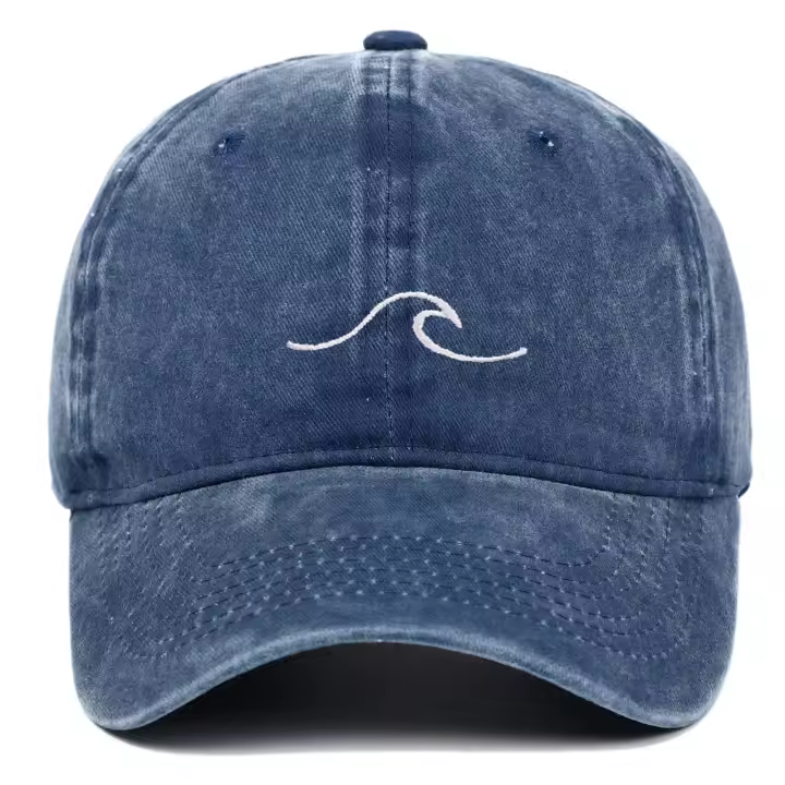Béisbol bordado ondulado para hombres y mujeres Color sólido p, lavado, estilo, hip hop, simple - 1