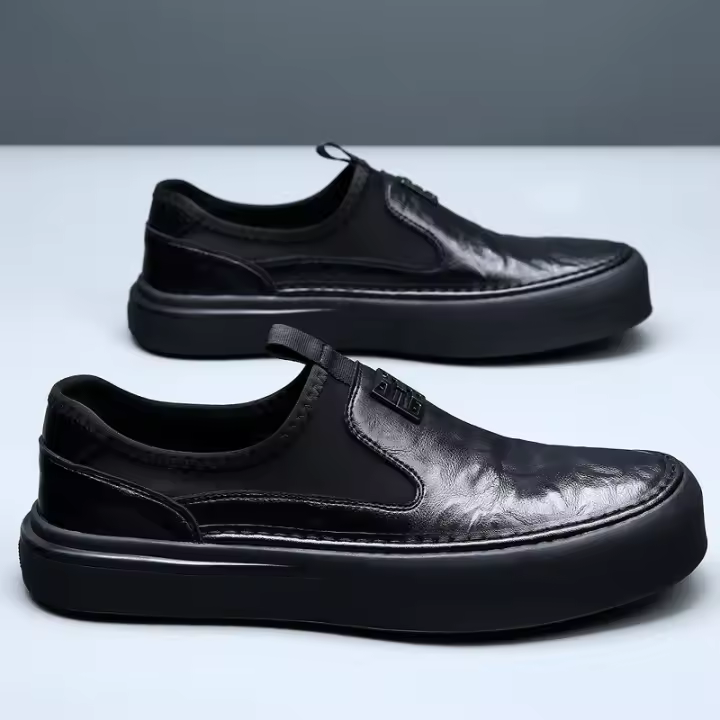 Nuevos mocasines casuales de hombre de un pedal de cuero transpirable - 1
