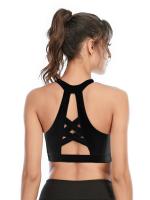Tops cortos cruzados para mujer, camisa deportiva de Yoga de manga corta negra - details 4