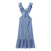 TRAFZA-Vestido largo sin mangas con espalda descubierta para Mujer, con bordado traje Sexy, elegante, bohemio, para vacaciones - details 2