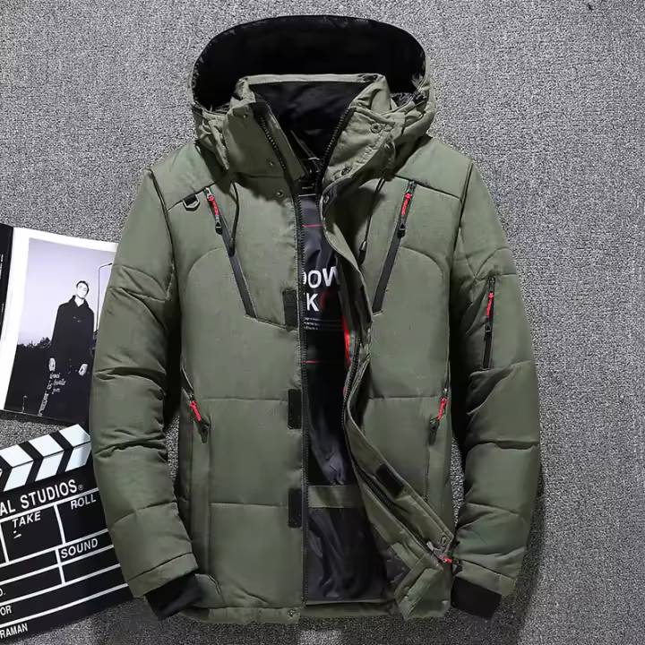 Chaqueta de plumón para hombre, chaqueta gruesa informal de invierno corta para exteriores - 1