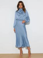 Primavera Verano nuevo vestido de manga larga de satén de gama alta vestido de noche elegante para mujer ropa de fiesta vestidos de celebridades - details 26