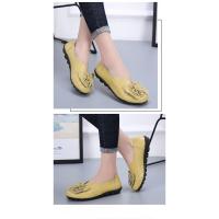Las mujeres de cuero suave mocasines planos uno estribo flor mamá trabajo caminar zapatos de conducción - details 11
