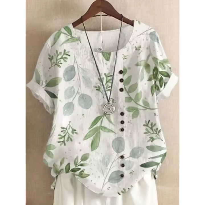 Camisetas de manga corta de verano para mujer, Camisetas a la moda, camiseta holgada con estampado, Blusas informales para mujer, ropa para mujer - 1
