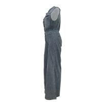 Mono vaquero de pierna ancha para mujer, peto informal de mezclilla con cuello vuelto, Sexy - details 4
