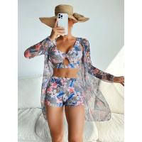 Conjunto de bikini push-up para mujer, traje de baño de 3 piezas con estampado de moda, cintura alta, 2025 - details 1
