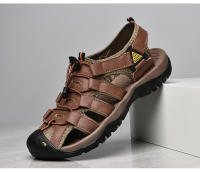Sandalias de piel auténtica para hombre, zapatos informales para la playa, calzado deportivo antideslizante para exteriores, zapatos romanos de talla grande 38-48 - details 31