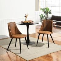 Juego de 2 Sillas de Comedor Vintage Sillón Tapizado en Gamuza con Patas Metálicas para Cocina Salón - details 1
