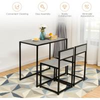 3 Piezas, 1 Mesa de Comedor con 2 Sillas, Conjunto de Comedor Pequeño para 2 Personas, Diseño Ahorro Espacio, Juego de Bistró para Bar, Balcón (Natural) - details 15
