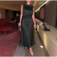 Elegante Vestido de Dos Piezas con Borlas Tops sin Mangas con Cuello Redondo Vestido Maxi Ajustado - details 3