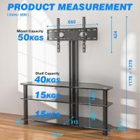 Mueble de TV de esquina para televisión de 32 a 70 pulgadas, base vintage de altura ajustable para televisor negro, soporte de TV giratorio de suelo con 3 estantes |   MÁX 50 Kg Vesa 600 * 400 mm - details 3