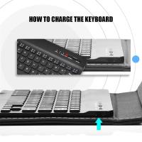 Miniteclado inalámbrico con Bluetooth y Funda de cuero PU para Smartphone y tableta, recargable, 4,5-6,8 pulgadas - details 5