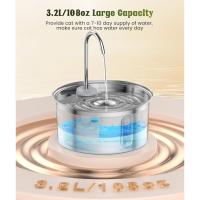 Fuente de agua para gatos de acero inoxidable, fuente para beber para gatos de 3,2 L, fuente de agua para mascotas para gatos de interior, dispensador de agua sin BPA con 2 modos de flujo, fuente con pico para gatos y perros - details 2