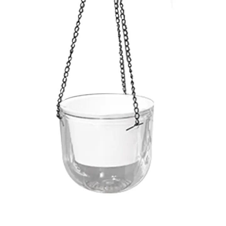 Maceta colgante autoabsorbente de agua, maceta colgante de plástico, cultivo hidropónico de suelo, maceta de flores perezosas, 2 piezas - 1
