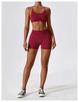 Pantalones cortos de yoga sin costuras para mujer, shorts con espalda en V, realce de glúteos, ropa de gimnasio, fitness - details 7