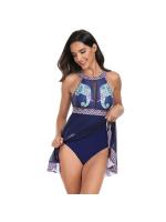 Traje de baño de una pieza nuevo 2025 para mujer, traje de baño de bikini con falda de malla de talla grande para deportes - details 2