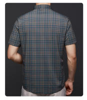 Camisa corta a cuadros ligera de alta gama, nuevo estilo de verano, informal de mediana edad, sin planchar, camisa de media manga en pulgadas para - details 3