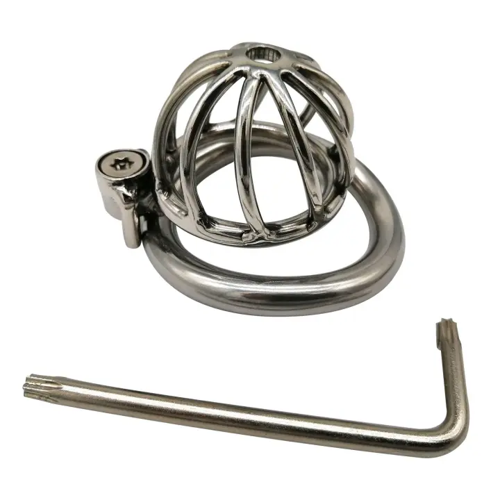 Cerradura de tornillo ergonómica de acero inoxidable Jaula para penis ultra pequeña - 1
