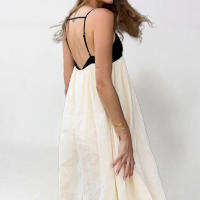 Nuevo vestido largo de verano elegante, informal, con bloques de color y tirantes para vacaciones - details 2