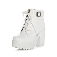 Botines de mujer, tacones altos con plataforma, ropa de club con cordones, zapatos punk - details 0