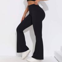 Pantalones acampanados con cintura en V, leggings de yoga de secado rápido de cintura alta, pantalones deportivos de pierna ancha para Fiess - details 20