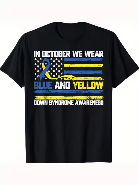 Camiseta de Conciencia de Síndrome de Down Cuello Redondo Manga Corta Material de Algodón Suave y Cómodo Regalo Ideal para Papá - 1
