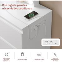 Espejo y Luz LED, Mesa Con 7 Cajones Almacenamiento y Enchufes USB-A y USB-C, Blanco - details 4