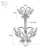 ZS-colgante de mariposa colorida para el ombligo, anillo con diamantes de imitación, gota larga, anillos para el vientre, Piercing de Barball para el ombligo, joyería, 1 unidad, 14G - details 12