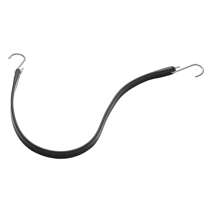SucceBuy Cordón elástico plano de 24 pulgadas, correas negras resistentes de 20 mm con ganchos en S de acero, cuerda elástica elástica de 10 piezas - 1
