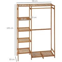 Bambúpara Ropa Estante 6 Niveles, Varilla Colgante, Tamaño 90x30x145 cm, Natural para Sala de Estar, Dormitorio, Entrada - details 4