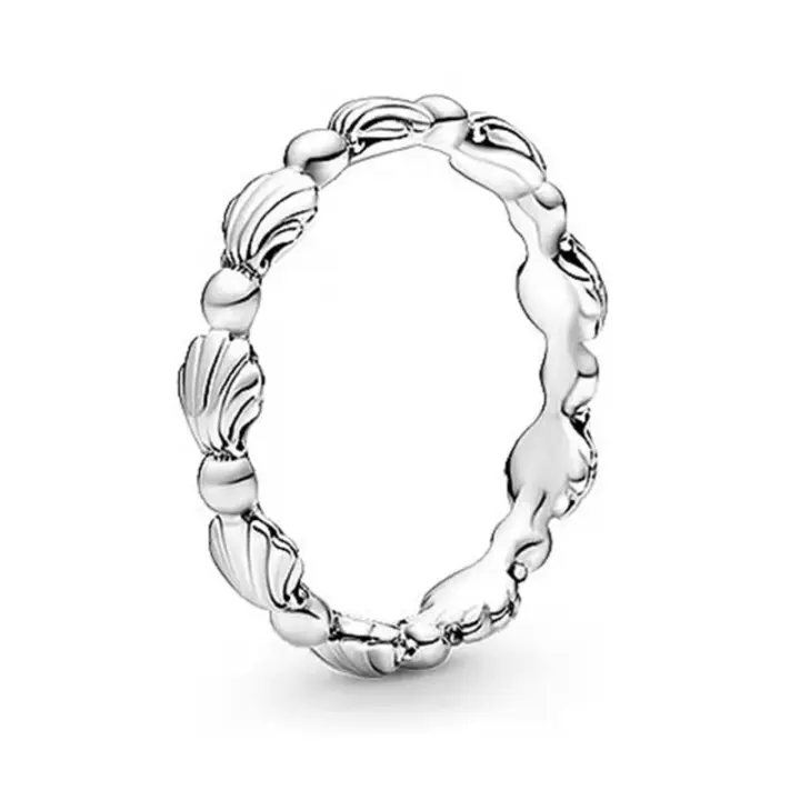Anillo de Plata de Ley 925 con Concha de Mar Circonita Cúbica, Estrella, Luna, Flor - 1