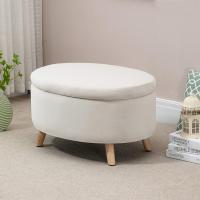 Taburete de Almacenamiento de Terciopelo Puff Tapizada con Tapa Extraíble Patas de Madera - details 1