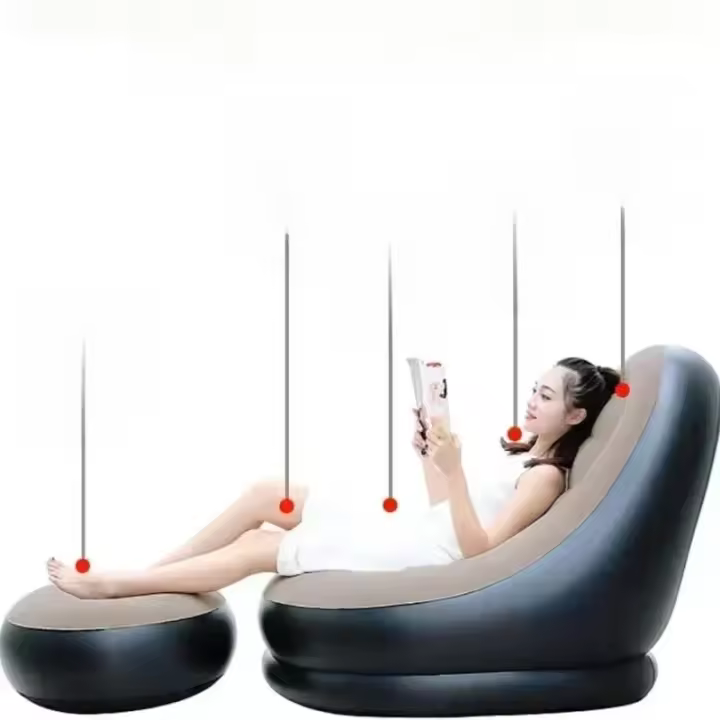 Nueva Silla De Mantequilla Inflable Para Exterior Sofá Plegable Y Reclinable Con Taburete Tatami Asiento Suave Para Dormitorio Y Jardín - 1