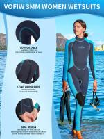 Traje de neopreno completo para mujer, con cremallera, manga larga y pierna, de secado rápido y transpirable para deportes - details 1