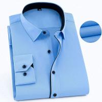Camisa de manga larga informal de negocios para hombre de talla grande 9XL 8XL 7XL, vestido Social clásico a rayas, camisas de esmoquin para fiesta, blanco y azul - details 3