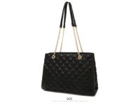 FOXER bolso de hombro con cadena de cuero PU para mujer, bolso para axilas, bolso a cuadros simple a la moda - details 12