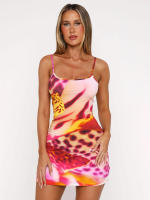 Vestido ajustado sin mangas con espalda descubierta y tirantes finos con estampado floral para mujer G25DS058 - details 8