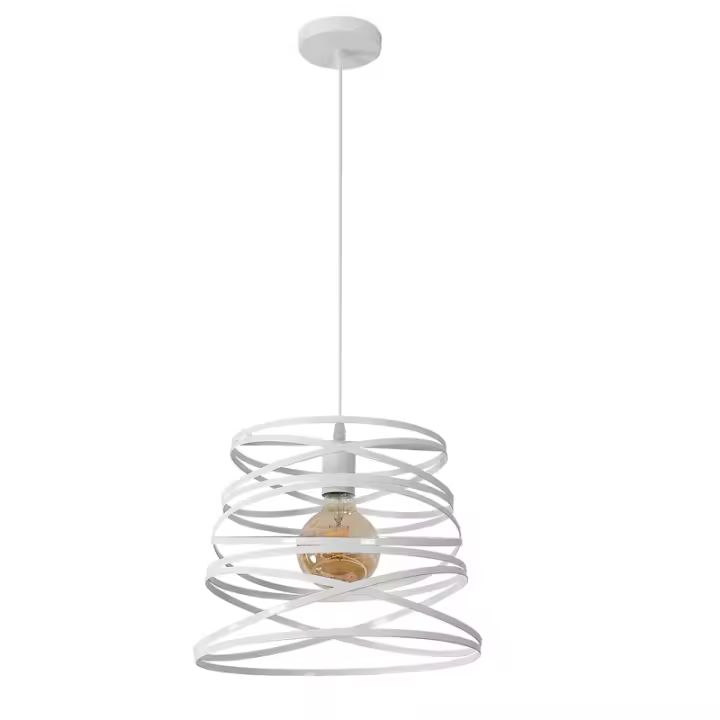 Lampara Techo colgante Industrial, Lámpara de Techo colgante Blanco en Espiral, Luz colgante E27 para Salón de cocina - 1