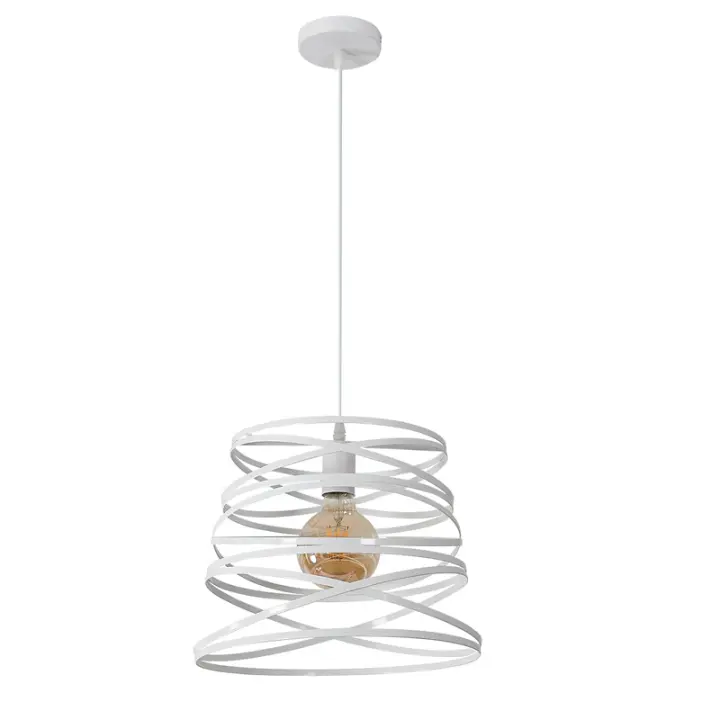 Lampara Techo colgante Industrial, Lámpara de Techo colgante Blanco en Espiral, Luz colgante E27 para Salón de cocina - 1