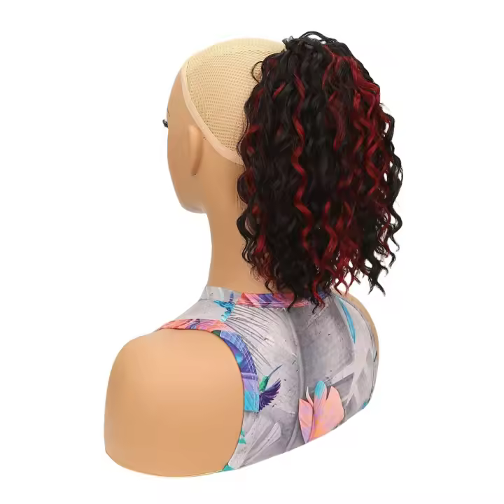 Extensión de cola de caballo rizada y ondulada profunda ombré, rizos Afro, cola de caballo con cordón, peluca con Clip, postizo de cola de caballo esponjoso para uso diario - 1