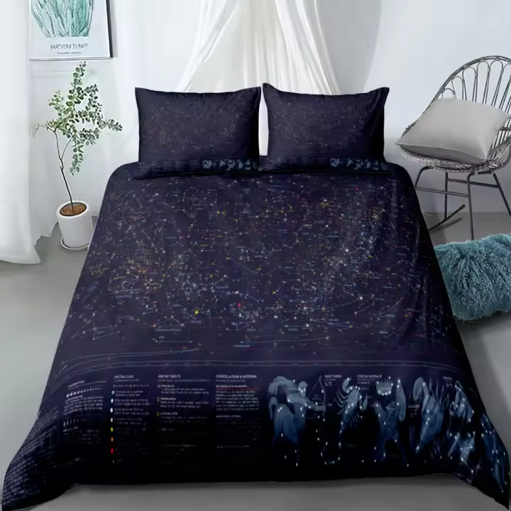 Juego de funda nórdica negra de murciélagos góticos, funda nórdica de tamaño King, Queen, doble, individual, funda de almohada, juego de ropa de cama - 1