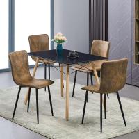 Juego de 4 sillas giratorias de ante para comedor con asiento acolchado, sillas de diseño para salón o cocina, con patas de metal negro, marrón - details 13