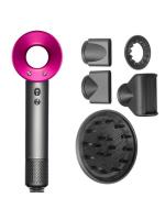 Secador de Pelo Profesional Ionico 1400W de Marca Blanca, Secador De Pelo Supersonic, Color Metal Y Fucsia,